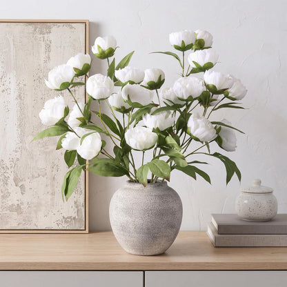 6 Pcs Peonies Artificial Flowers 27" Faux Flowers for Vase, Champagne