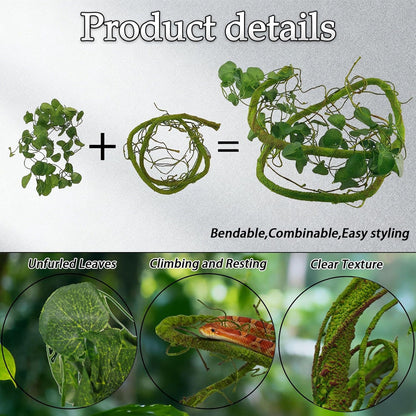 8 Pcs Reptile Plants for Terrarium Bearded Dragon Tank Accessories Artificial Hanging Reptile Vine Jungle Climbing Plant Vines Terrarium Decorations for Snakes Geckos Lizards Chameleons