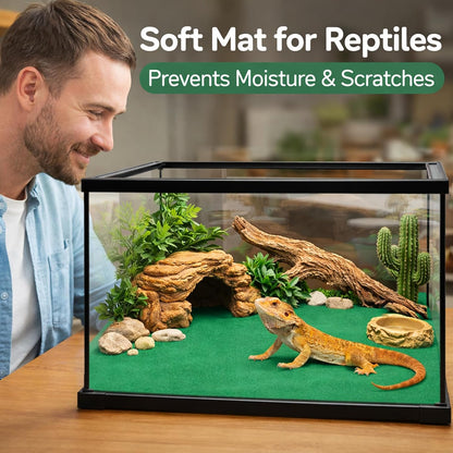 2 Pack Reptile Carpet, 39’’ x 20’’ Terrarium Bedding Substrate Liner Reptile Cage Mat Tank Accessories for Bearded Dragon Lizard Tortoise Leopard Gecko Snake (Green)