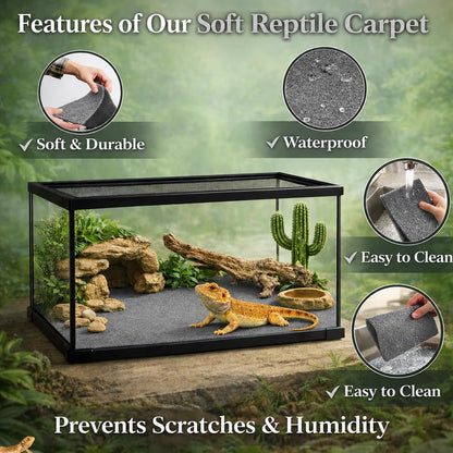 2 Pack Reptile Carpet, 39’’ x 20’’ Terrarium Bedding Substrate Liner Reptile Cage Mat Tank Accessories for Bearded Dragon Lizard Tortoise Leopard Gecko Snake (Green)