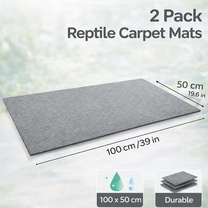 2 Pack Reptile Carpet, 39’’ x 20’’ Terrarium Bedding Substrate Liner Reptile Cage Mat Tank Accessories for Bearded Dragon Lizard Tortoise Leopard Gecko Snake (Green)
