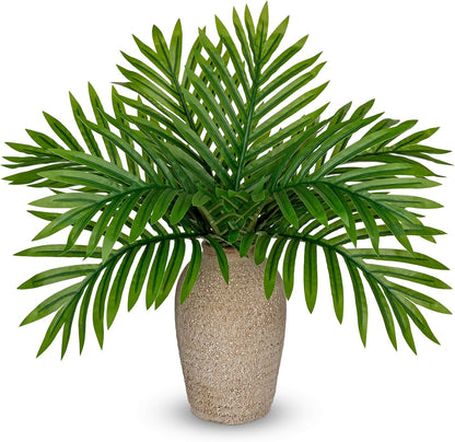 Faux Greenery Stems in Glass Vase with Faux Water, Silk Alocasia Realistic Fake Plants Artificial Tropical Leaves for Home Office Farmhouse Wedding Centerpiece Décor