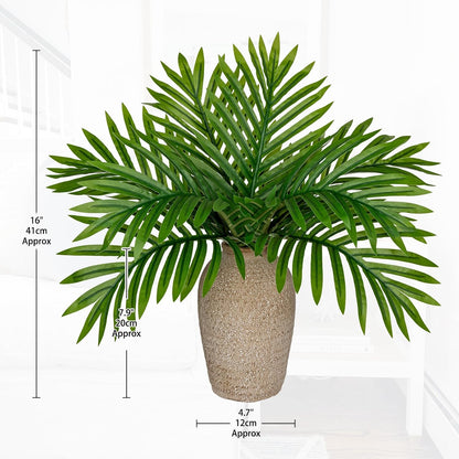 Faux Greenery Stems in Glass Vase with Faux Water, Silk Alocasia Realistic Fake Plants Artificial Tropical Leaves for Home Office Farmhouse Wedding Centerpiece Décor