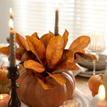 Magnolia Artificial Leaves Branches 22 Inch 3D Real Touch Faux Magnolia Stems Fake Magnolia Twigs for Indoor Outdoor Vase Filling Home Wedding Floral Arrangement Decoration
