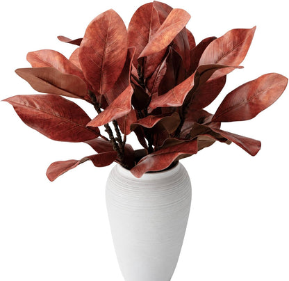 Magnolia Artificial Leaves Branches 22 Inch 3D Real Touch Faux Magnolia Stems Fake Magnolia Twigs for Indoor Outdoor Vase Filling Home Wedding Floral Arrangement Decoration