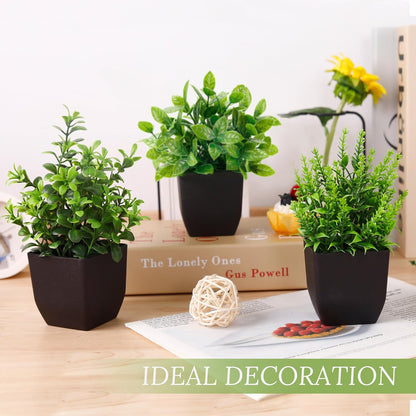 4 Pack Small Artificial Flowers in White Pots, Spring Home Decor | UV-resistant artificial plants, colorful mixed flower styles, for desk shelf bathroom bedroom classroom and spring home decor