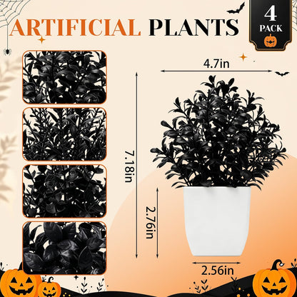 4 Pack Small Artificial Flowers in White Pots, Spring Home Decor | UV-resistant artificial plants, colorful mixed flower styles, for desk shelf bathroom bedroom classroom and spring home decor