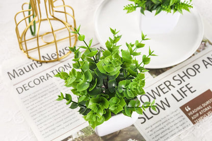 4 Pack Small Artificial Flowers in White Pots, Spring Home Decor | UV-resistant artificial plants, colorful mixed flower styles, for desk shelf bathroom bedroom classroom and spring home decor