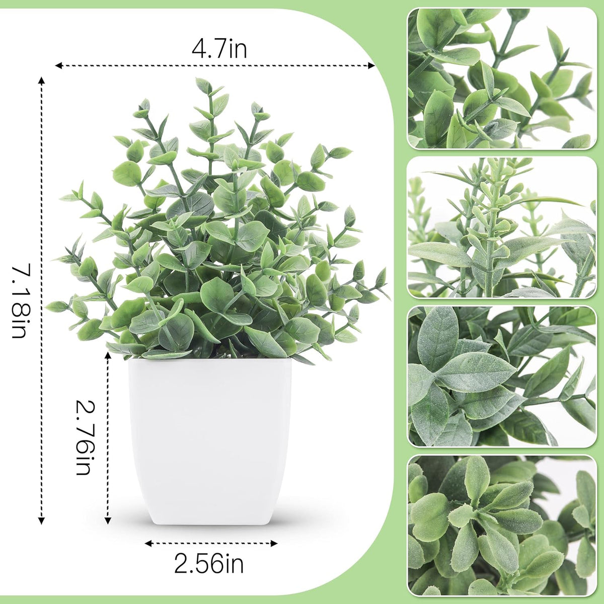 4 Pack Small Artificial Flowers in White Pots, Spring Home Decor | UV-resistant artificial plants, colorful mixed flower styles, for desk shelf bathroom bedroom classroom and spring home decor