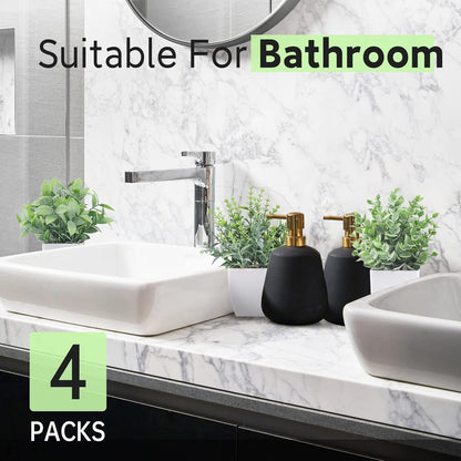 4 Pack Small Artificial Flowers in White Pots, Spring Home Decor | UV-resistant artificial plants, colorful mixed flower styles, for desk shelf bathroom bedroom classroom and spring home decor