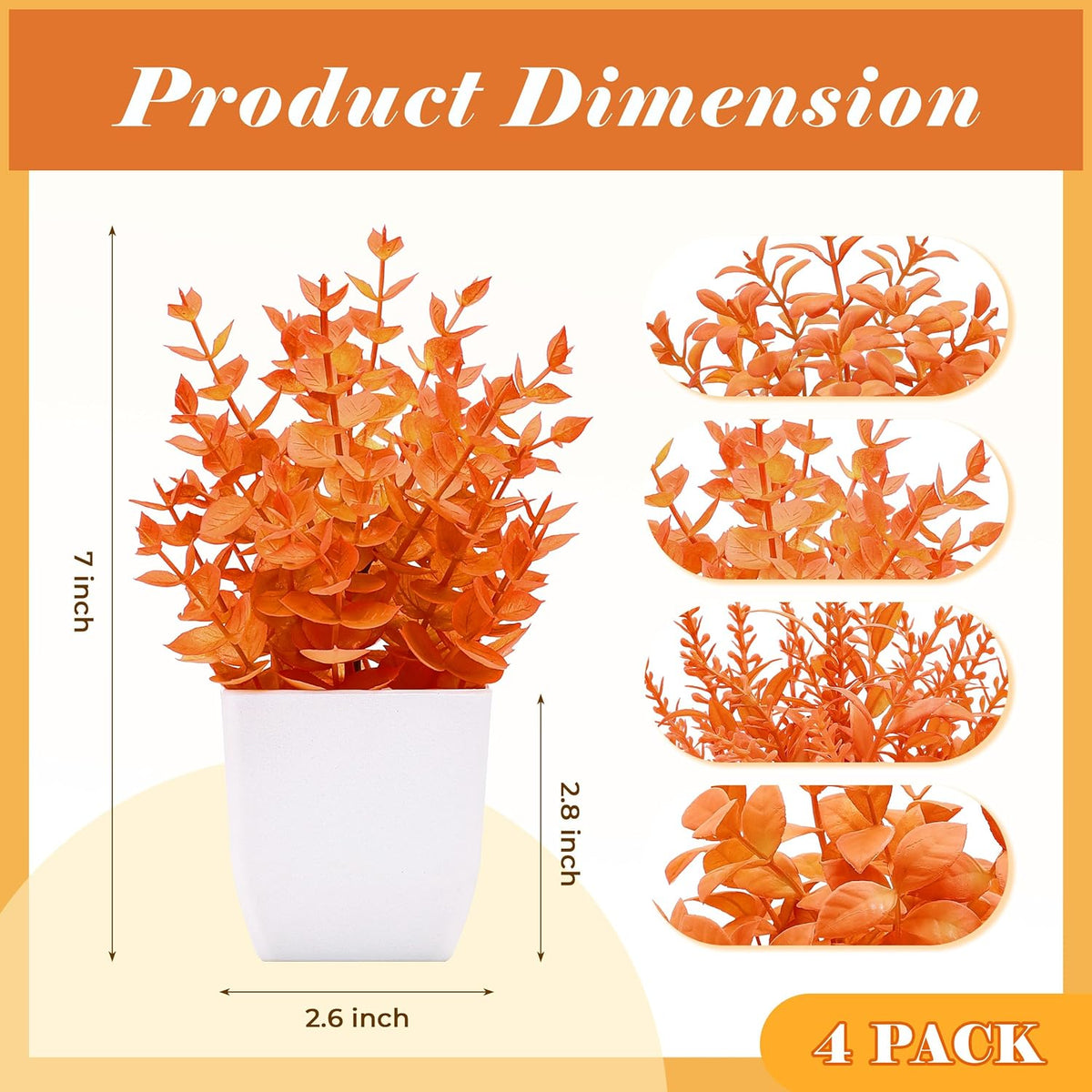 4 Pack Small Artificial Flowers in White Pots, Spring Home Decor | UV-resistant artificial plants, colorful mixed flower styles, for desk shelf bathroom bedroom classroom and spring home decor