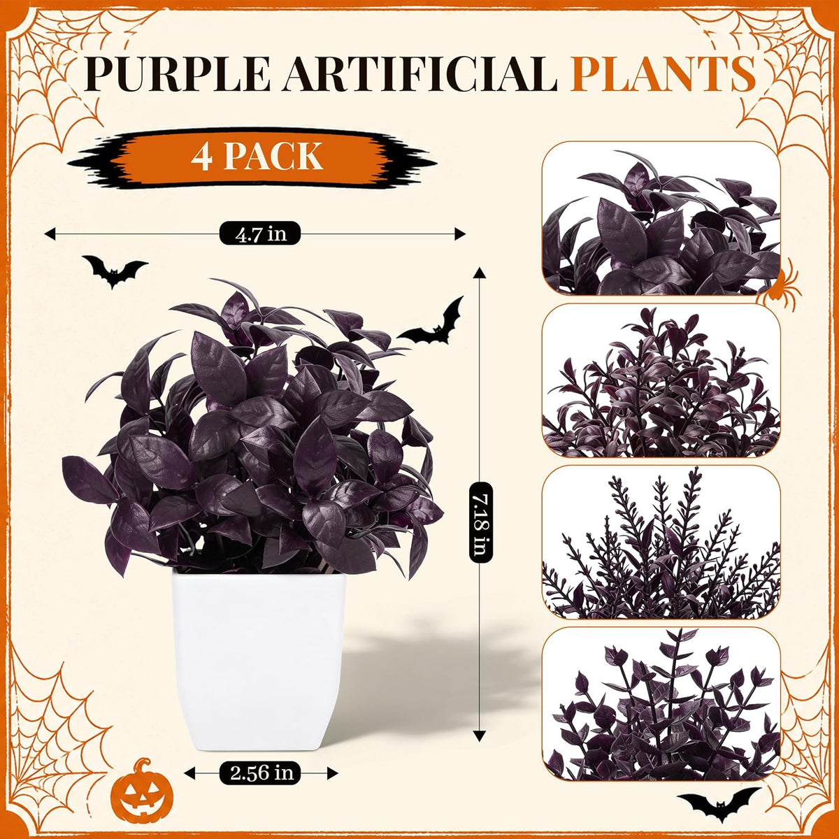 4 Pack Small Artificial Flowers in White Pots, Spring Home Decor | UV-resistant artificial plants, colorful mixed flower styles, for desk shelf bathroom bedroom classroom and spring home decor