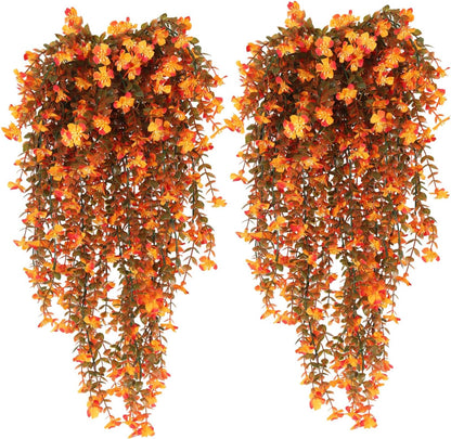 4Pc Artificial Flowers for Outdoor Fake Hanging Plants 29Inch White | UV Resistant Silk Daisy Flower Realistic Faux Trailing Vine for Wall Yard Porch Balcony Indoor Outdoor Planters