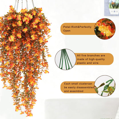 4Pc Artificial Flowers for Outdoor Fake Hanging Plants 29Inch White | UV Resistant Silk Daisy Flower Realistic Faux Trailing Vine for Wall Yard Porch Balcony Indoor Outdoor Planters
