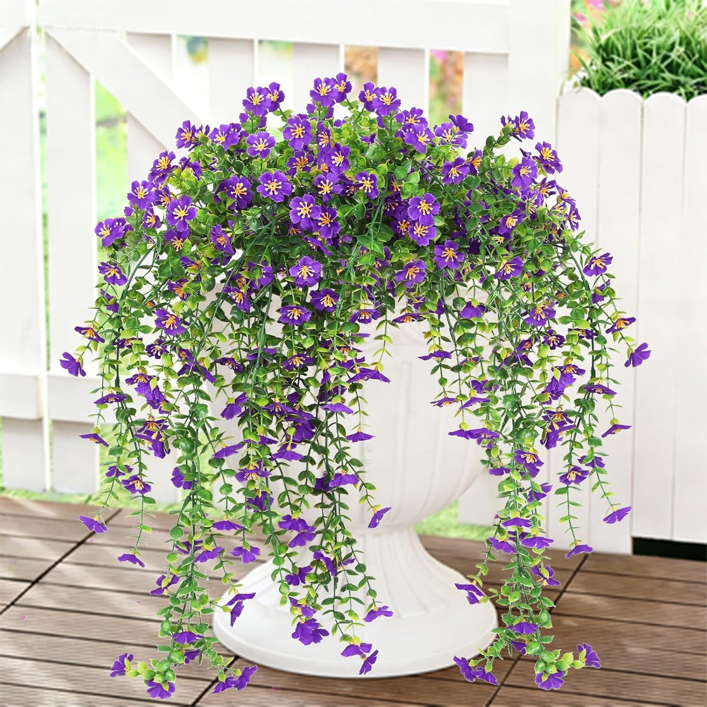 4Pc Artificial Flowers for Outdoor Fake Hanging Plants 29Inch White | UV Resistant Silk Daisy Flower Realistic Faux Trailing Vine for Wall Yard Porch Balcony Indoor Outdoor Planters
