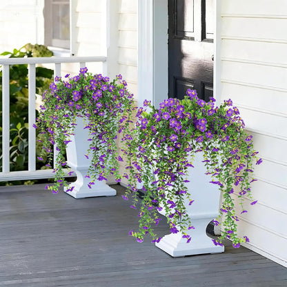 4Pc Artificial Flowers for Outdoor Fake Hanging Plants 29Inch White | UV Resistant Silk Daisy Flower Realistic Faux Trailing Vine for Wall Yard Porch Balcony Indoor Outdoor Planters
