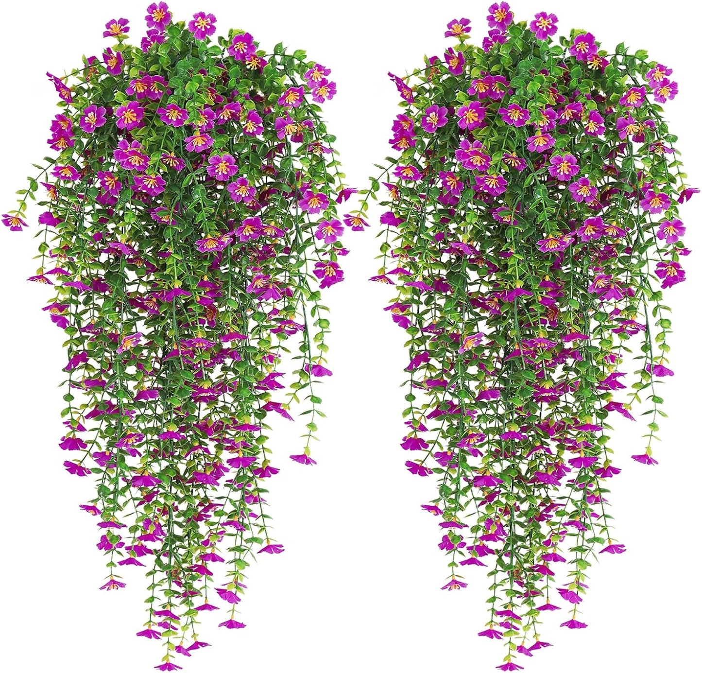 4Pc Artificial Flowers for Outdoor Fake Hanging Plants 29Inch White | UV Resistant Silk Daisy Flower Realistic Faux Trailing Vine for Wall Yard Porch Balcony Indoor Outdoor Planters