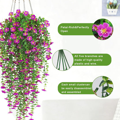 4Pc Artificial Flowers for Outdoor Fake Hanging Plants 29Inch White | UV Resistant Silk Daisy Flower Realistic Faux Trailing Vine for Wall Yard Porch Balcony Indoor Outdoor Planters