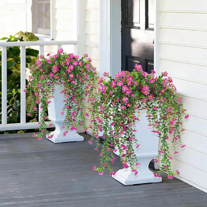 4Pc Artificial Flowers for Outdoor Fake Hanging Plants 29Inch White | UV Resistant Silk Daisy Flower Realistic Faux Trailing Vine for Wall Yard Porch Balcony Indoor Outdoor Planters