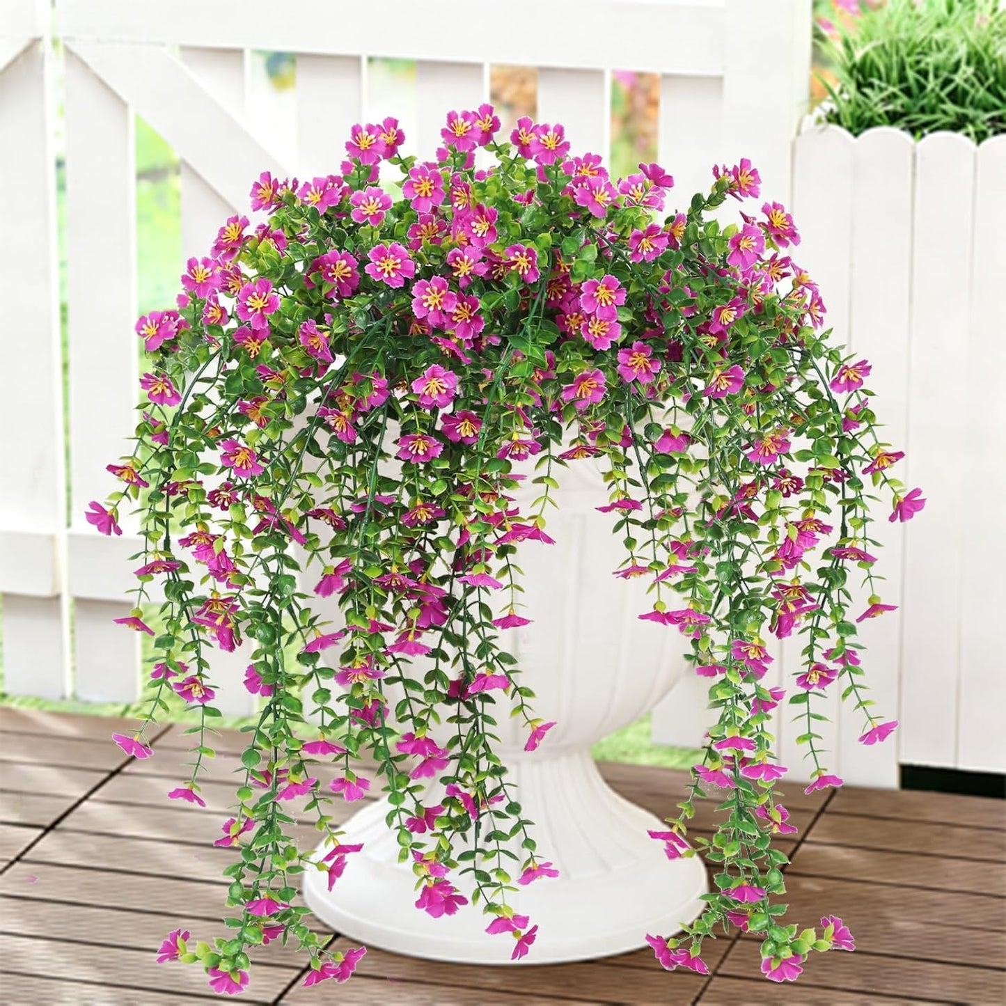 4Pc Artificial Flowers for Outdoor Fake Hanging Plants 29Inch White | UV Resistant Silk Daisy Flower Realistic Faux Trailing Vine for Wall Yard Porch Balcony Indoor Outdoor Planters