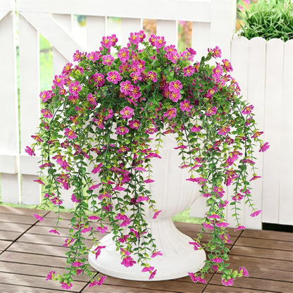 4Pc Artificial Flowers for Outdoor Fake Hanging Plants 29Inch White | UV Resistant Silk Daisy Flower Realistic Faux Trailing Vine for Wall Yard Porch Balcony Indoor Outdoor Planters