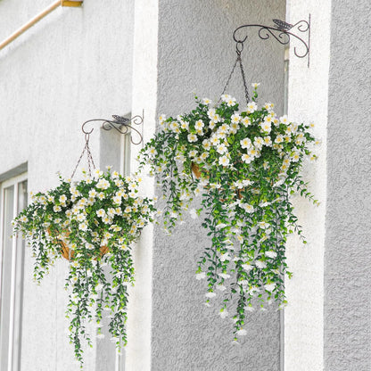 4Pc Artificial Flowers for Outdoor Fake Hanging Plants 29Inch White | UV Resistant Silk Daisy Flower Realistic Faux Trailing Vine for Wall Yard Porch Balcony Indoor Outdoor Planters
