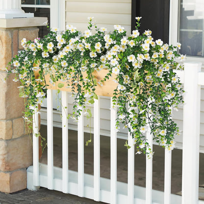 4Pc Artificial Flowers for Outdoor Fake Hanging Plants 29Inch White | UV Resistant Silk Daisy Flower Realistic Faux Trailing Vine for Wall Yard Porch Balcony Indoor Outdoor Planters
