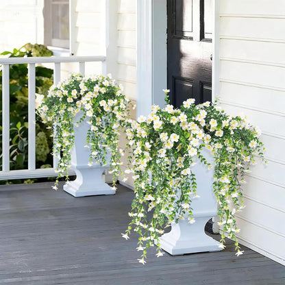 4Pc Artificial Flowers for Outdoor Fake Hanging Plants 29Inch White | UV Resistant Silk Daisy Flower Realistic Faux Trailing Vine for Wall Yard Porch Balcony Indoor Outdoor Planters