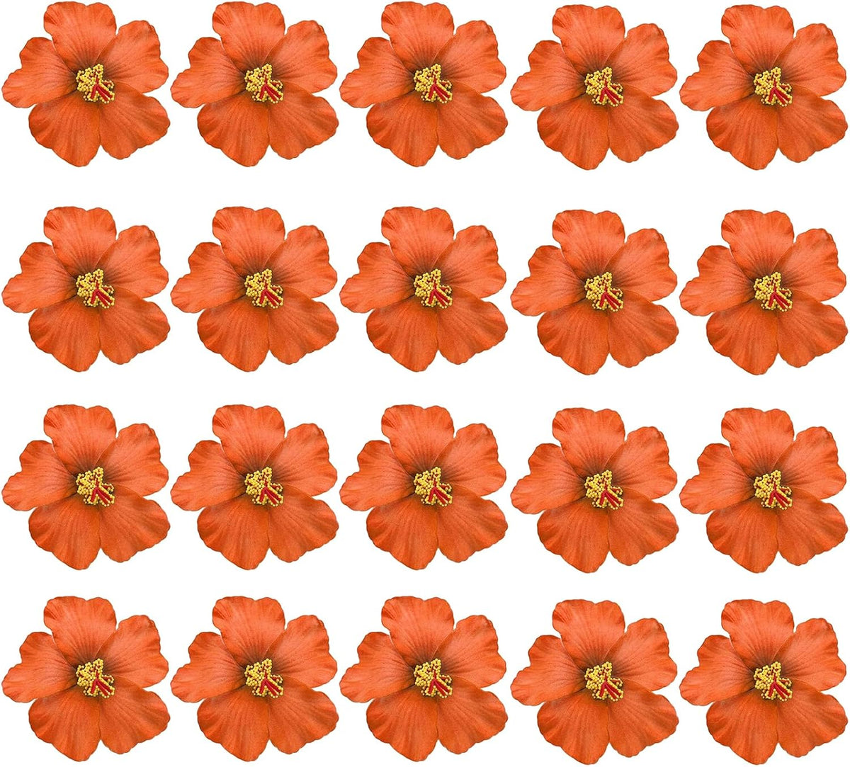 20 Pcs Hawaiian Artificial Flowers, Plumeria Hibiscus Fake Flowers 3.5 Inch for DIY Hair Clips, Brooch, Wreath, Wedding Decor, Beach Party Supplies