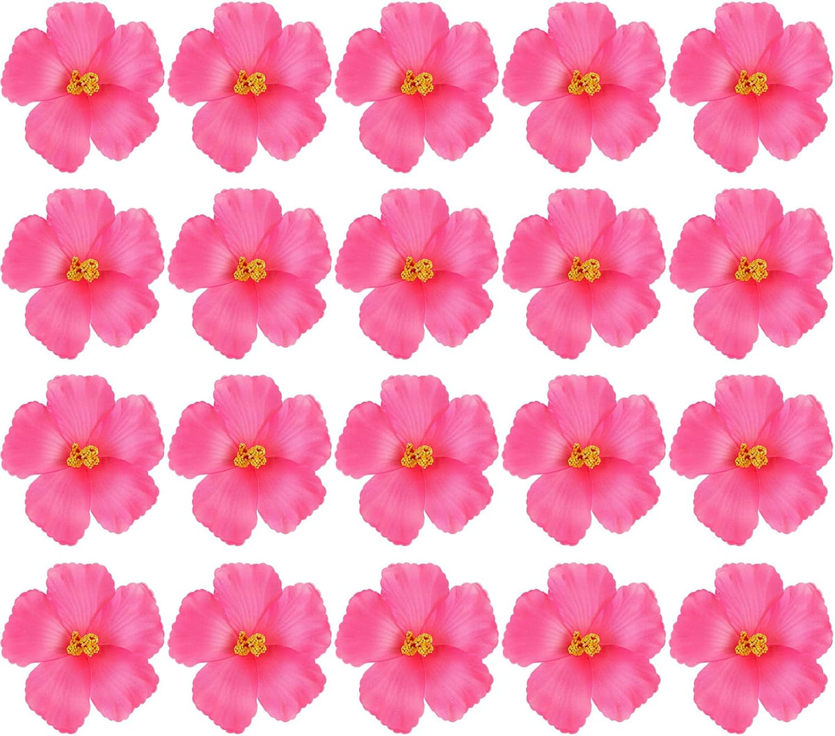 20 Pcs Hawaiian Artificial Flowers, Plumeria Hibiscus Fake Flowers 3.5 Inch for DIY Hair Clips, Brooch, Wreath, Wedding Decor, Beach Party Supplies