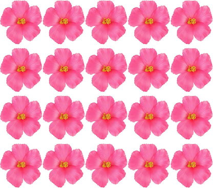 20 Pcs Hawaiian Artificial Flowers, Plumeria Hibiscus Fake Flowers 3.5 Inch for DIY Hair Clips, Brooch, Wreath, Wedding Decor, Beach Party Supplies