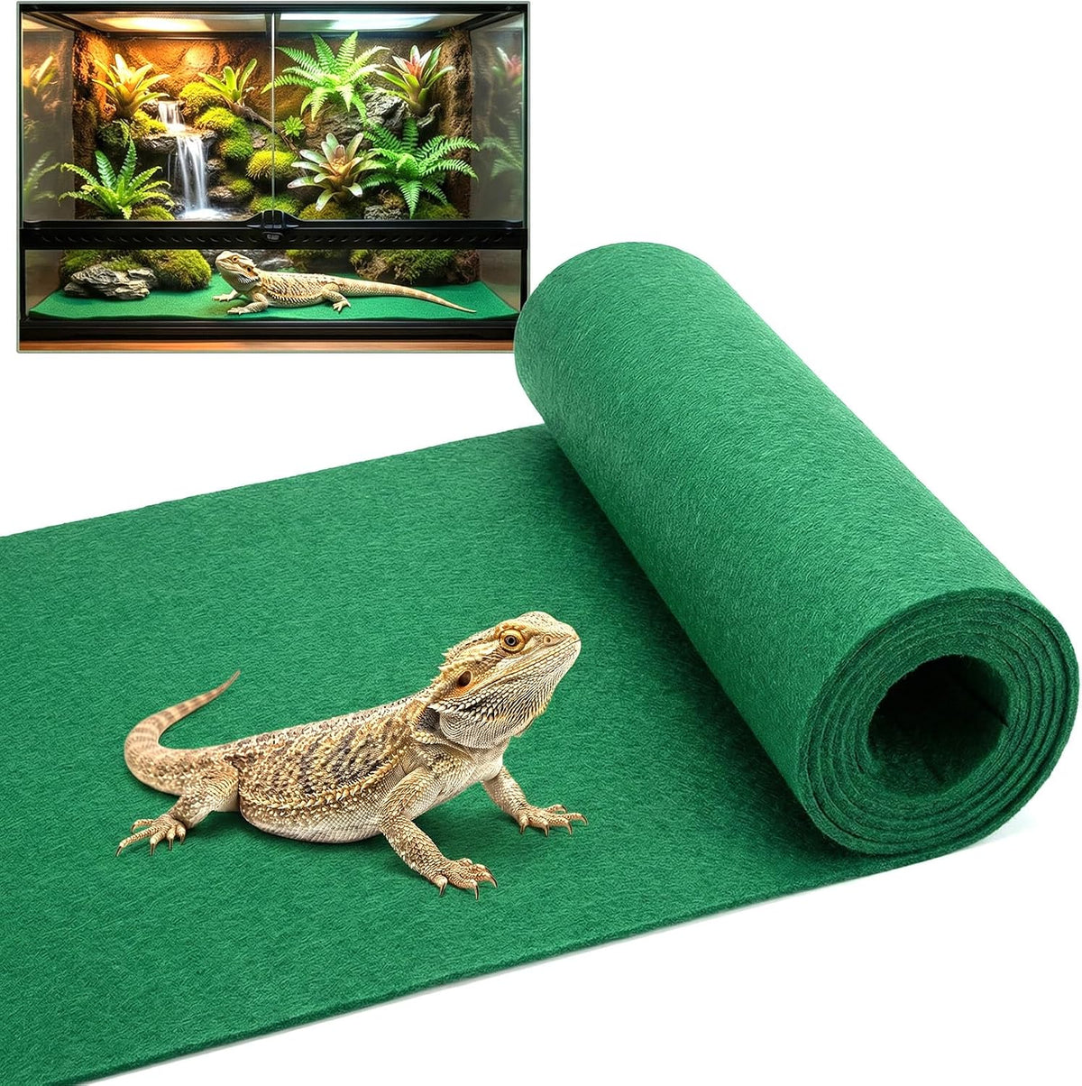 MAQIHAN Reptile Carpet for 40 Gallon - 39 x 20 Inch Reptile Mat, Green