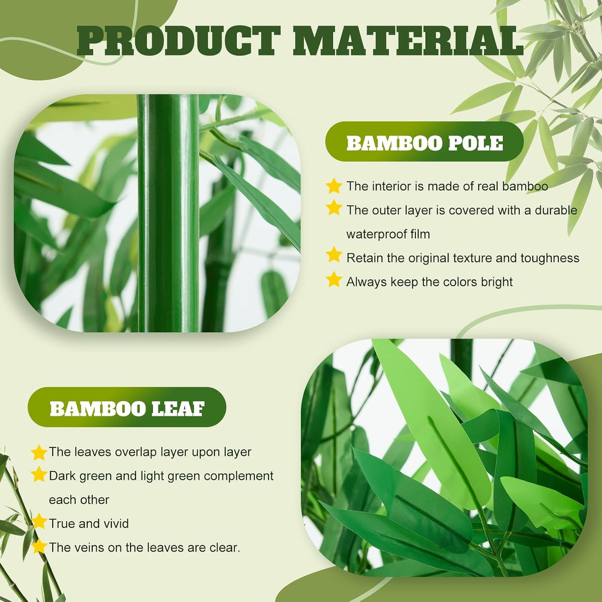 16 Pcs Artificial Bamboo Tree, 3.9 Ft Privacy Divider Screen, Waterproof, Sunproof, Not Easy to Fade, Equipped with a Reinforced Base, Indoor Outdoor Decor Greenery for Patio Balcony Office