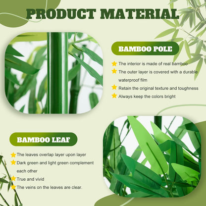16 Pcs Artificial Bamboo Tree, 3.9 Ft Privacy Divider Screen, Waterproof, Sunproof, Not Easy to Fade, Equipped with a Reinforced Base, Indoor Outdoor Decor Greenery for Patio Balcony Office