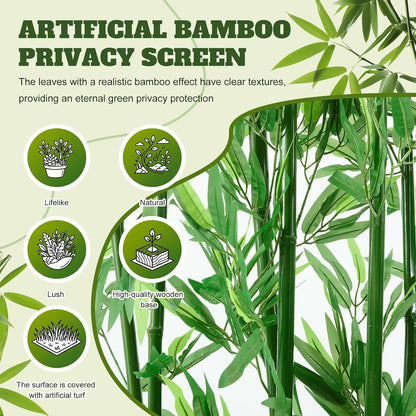 16 Pcs Artificial Bamboo Tree, 3.9 Ft Privacy Divider Screen, Waterproof, Sunproof, Not Easy to Fade, Equipped with a Reinforced Base, Indoor Outdoor Decor Greenery for Patio Balcony Office