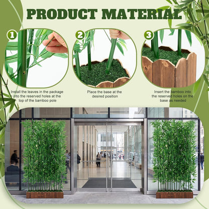 16 Pcs Artificial Bamboo Tree, 3.9 Ft Privacy Divider Screen, Waterproof, Sunproof, Not Easy to Fade, Equipped with a Reinforced Base, Indoor Outdoor Decor Greenery for Patio Balcony Office