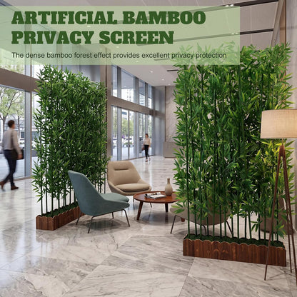 16 Pcs Artificial Bamboo Tree, 3.9 Ft Privacy Divider Screen, Waterproof, Sunproof, Not Easy to Fade, Equipped with a Reinforced Base, Indoor Outdoor Decor Greenery for Patio Balcony Office