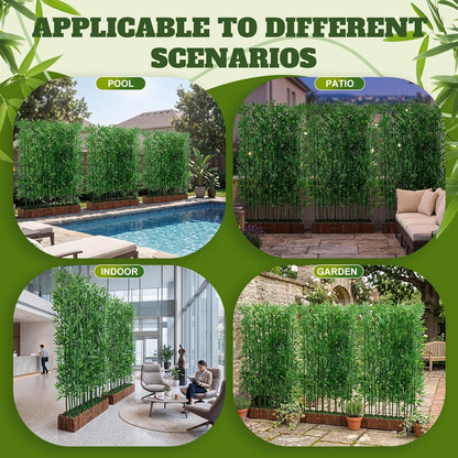 16 Pcs Artificial Bamboo Tree, 3.9 Ft Privacy Divider Screen, Waterproof, Sunproof, Not Easy to Fade, Equipped with a Reinforced Base, Indoor Outdoor Decor Greenery for Patio Balcony Office
