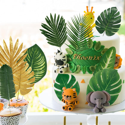 11 Kinds Artificial Tropical Palm Leaves Tropical Leaves Monstera Leaves Safari Jungle Leaf with Stems for Hawaiian Luau Party Table Wedding Shower Birthday Theme Decorations