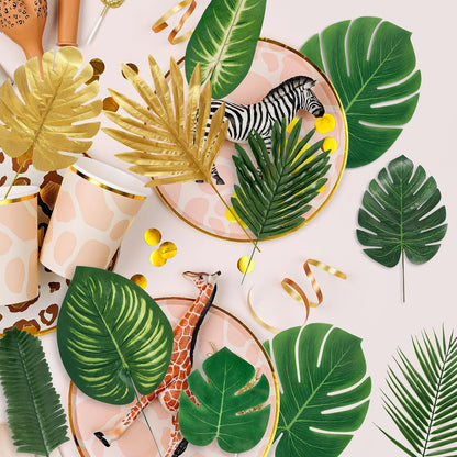 11 Kinds Artificial Tropical Palm Leaves Tropical Leaves Monstera Leaves Safari Jungle Leaf with Stems for Hawaiian Luau Party Table Wedding Shower Birthday Theme Decorations