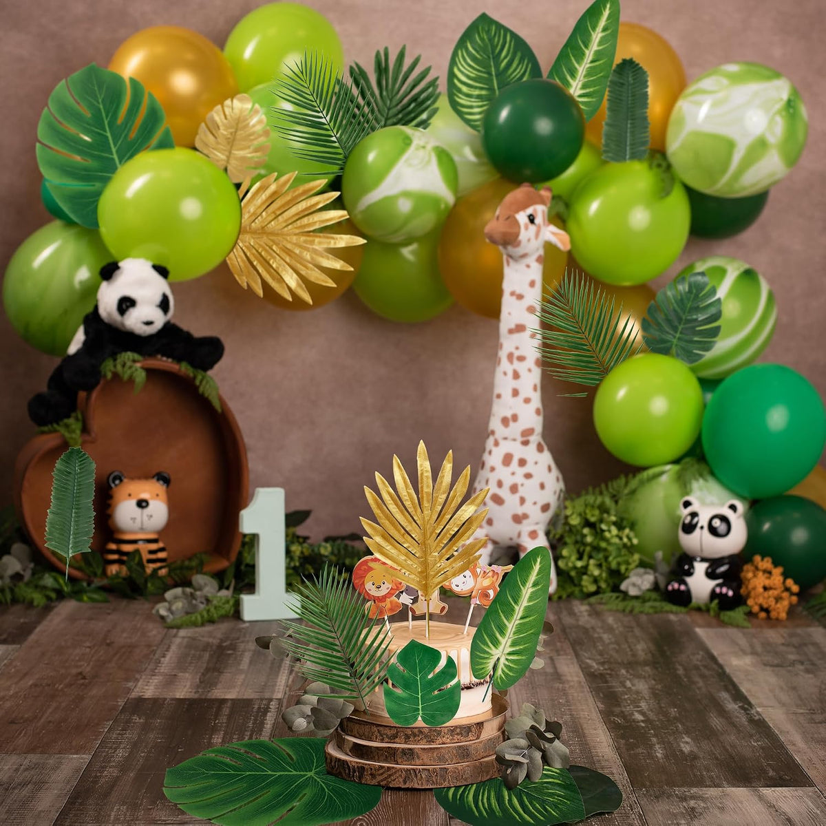 11 Kinds Artificial Tropical Palm Leaves Tropical Leaves Monstera Leaves Safari Jungle Leaf with Stems for Hawaiian Luau Party Table Wedding Shower Birthday Theme Decorations