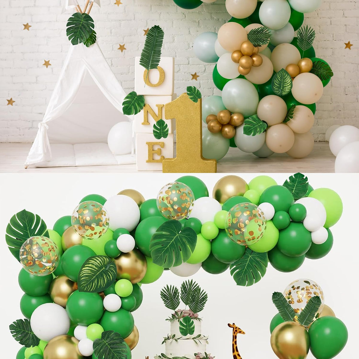 11 Kinds Artificial Tropical Palm Leaves Tropical Leaves Monstera Leaves Safari Jungle Leaf with Stems for Hawaiian Luau Party Table Wedding Shower Birthday Theme Decorations