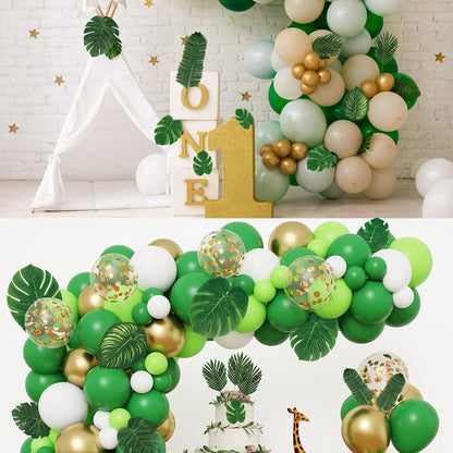 11 Kinds Artificial Tropical Palm Leaves Tropical Leaves Monstera Leaves Safari Jungle Leaf with Stems for Hawaiian Luau Party Table Wedding Shower Birthday Theme Decorations