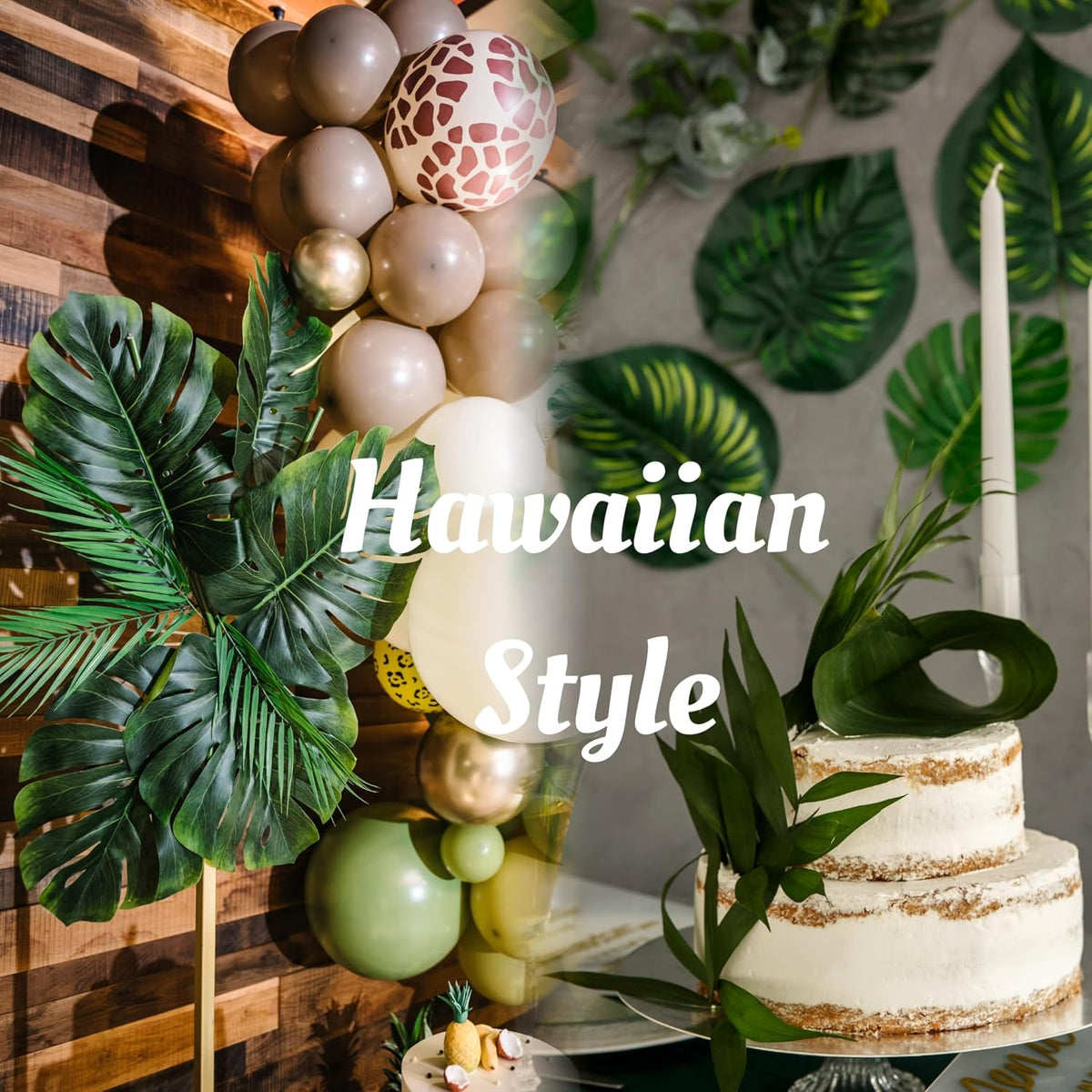 11 Kinds Artificial Tropical Palm Leaves Tropical Leaves Monstera Leaves Safari Jungle Leaf with Stems for Hawaiian Luau Party Table Wedding Shower Birthday Theme Decorations