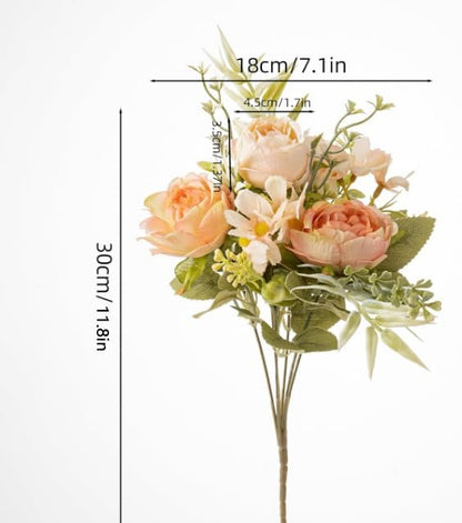 Artificial Peonies Flowers,Fake Peony Silk Flower Bouquet 3 Bundles Plastic Florals Bulk Arrangements for Vase Wedding Decoration(Orange)