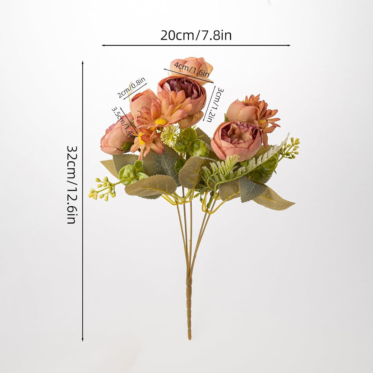 Artificial Peonies Flowers,Fake Peony Silk Flower Bouquet 3 Bundles Plastic Florals Bulk Arrangements for Vase Wedding Decoration(Orange)