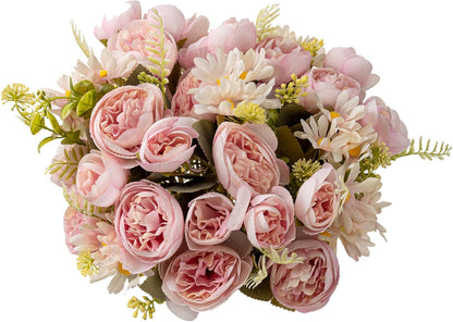 Artificial Peonies Flowers,Fake Peony Silk Flower Bouquet 3 Bundles Plastic Florals Bulk Arrangements for Vase Wedding Decoration(Orange)