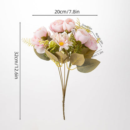 Artificial Peonies Flowers,Fake Peony Silk Flower Bouquet 3 Bundles Plastic Florals Bulk Arrangements for Vase Wedding Decoration(Orange)