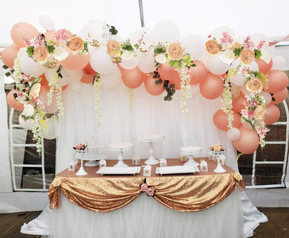 2Pack Artificial Peony Flower Garland - Silk Peony Garland with White Flowers for Wedding Party Table Decoration,6ft/Strand