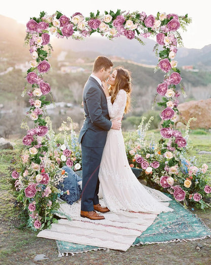 2Pack Artificial Peony Flower Garland - Silk Peony Garland with White Flowers for Wedding Party Table Decoration,6ft/Strand
